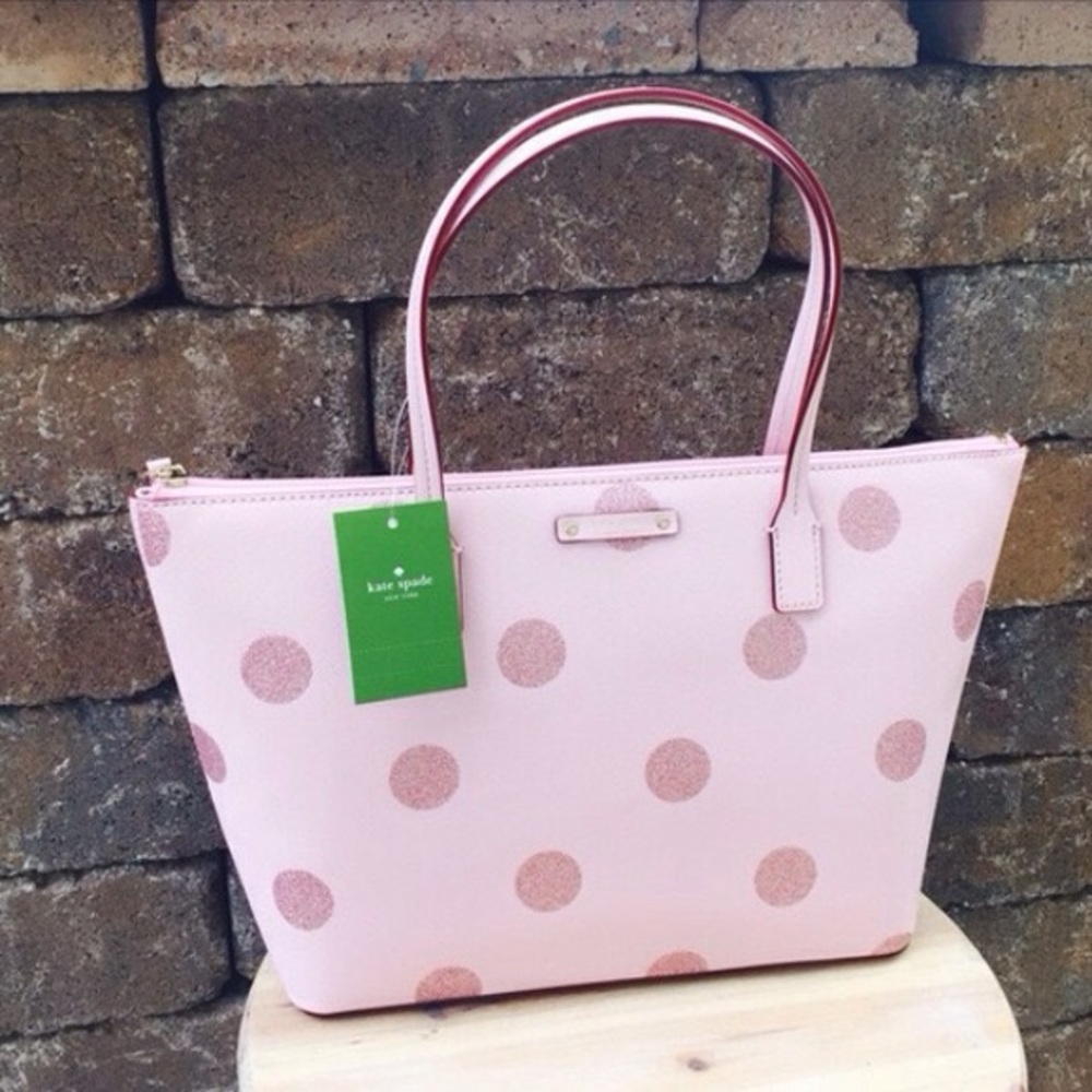 Kate Spade Haven Lane Small Tote Pink w/ Polka Dot